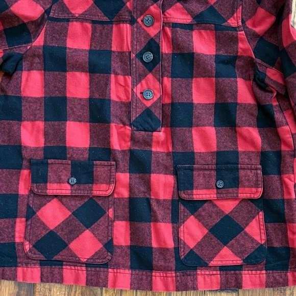 J. Crew Sweater Womens Small Red Plaid 1/2 Button Pullover Shacket Pockets - Picture 3 of 7